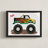"Flaming Monster Truck" - Art Print in Lit Flame by Rebecca Marchese - Framed Canvas