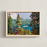 "Bright Ascent, 1" - Art Print in Lake Blue by Jess Franks - Framed Canvas