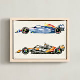 "Fast and Faster" - Art Print in Beige by Jamie Peterson - Framed Canvas