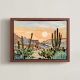 "Glowing Desert Moon" - Art Print in Orange by Shina Choi - Framed Canvas