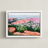 "Coastal Cliffs" - Art Print in Coral by Paper Sun Studio - Framed Canvas