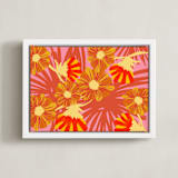 "Electric Bloom" - Art Print in Paprika by Deborah Velasquez - Framed Canvas