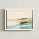 "Tidepools" - Art Print in Creamy Yellow Beige by Caryn Owen - Framed Canvas