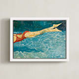"Submerge I" - Art Print in Deep Sea Blue by Debra Butler - Framed Canvas