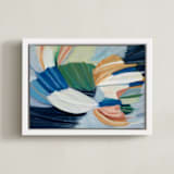 "Water Lotus" - Art Print in Soft Rainbow by Mary Gaspar - Framed Canvas