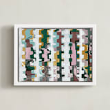 "Assemblage II" - Art Print in Assembled egg blue by Bethania Lima - Framed Canvas