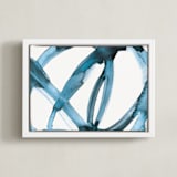 "Stay Connected II" - Art Print in Indigo Blue by Mary Gaspar - Framed Canvas