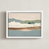 "Slate Gray Seascape" - Art Print in Slate Gray Blue by Caryn Owen - Framed Canvas