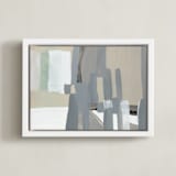 "Patchwork abstract" - Art Print in Neutral Linen by Betsyness Studio - Framed Canvas