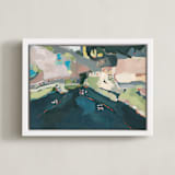 "Cenote" - Art Print in Mayan Blue by Rachel Mercier - Framed Canvas
