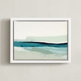 "Foggy Seascape" - Art Print in Deep Turquoise Blue by Caryn Owen - Framed Canvas