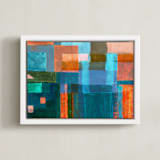 "Patches" - Art Print in Denim blue by Bethania Lima - Framed Canvas