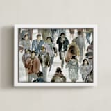 "Faces 2" - Art Print in maritime blue by Lulaloo - Framed Canvas