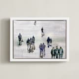 "In the crowd" - Art Print in blue petrol by Lulaloo - Framed Canvas