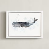 "Whale Series One" - Art Print in charcoal grey by Shirley Lin Schneider - Framed Canvas