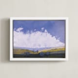 "Midwestern Fields" - Art Print in Stormy Blue by Kara Schlabaugh - Framed Canvas