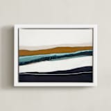 "Moonlight Seascape" - Art Print in Dark Navy Blue by Caryn Owen - Framed Canvas