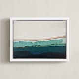 "Coastal Bluff" - Art Print in turquoise blue by Caryn Owen - Framed Canvas