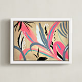 "Pink foliage" - Art Print in bright pink by FERNANDA MARTINEZ - Framed Canvas