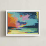 "IndianSummer" - Art Print in Sky Blue by AlisonJerry - Framed Canvas