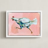 "Chicken Run" - Art Print in blossom by Betty Hatchett - Framed Canvas