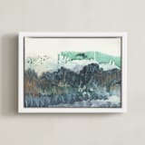 "Scape of the Land " - Art Print in Agate Blue by Jennifer Daily - Framed Canvas