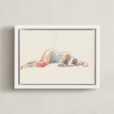 "Melancolia" - Art Print in nude pink by Catilustre - Framed Canvas