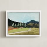"Blue Hills" - Art Print in Blue with Varied Greens by Owen Design Studio - Framed Canvas