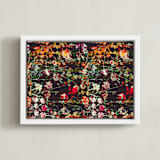 "Painted midnight garden" - Art Print in Crimson by Teo - Framed Canvas