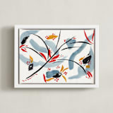 "Bloom on rain" - Art Print in indigo blue by FERNANDA MARTINEZ - Framed Canvas
