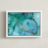 "Malachite Reinterpreted" - Art Print in blue by Leslie M Ward - Framed Canvas