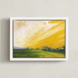 "Western Dawn" - Art Print in warm yellow by Stephanie Goos Johnson - Framed Canvas
