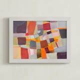 "Quilted journey" - Art Print in Warm Earthtones by Jacquelyn Sloane Siklos - Framed