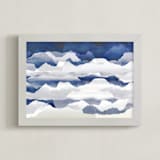 "Metallic mountain silhouette" - Art Print in Faded Blue by Oana Prints - Framed