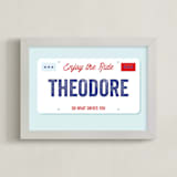 "License Plate" - Personalized Art Print in Cloud by Sarah Cohn - Framed