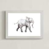 "Baby Watercolor Elephant" - Art Print in Elephant gray by Lauren Rogoff - Framed