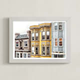 "Row in San Fransisco" - Art Print in muted yellow by Mary Ann Glynn-Tusa - Framed