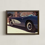 "Retro Wheelin'" - Art Print in Vintage Red and Blue by Elan Alvarez Sherman - Framed