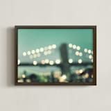"NYC Dusk" - Art Print in Dark Mint by Caroline Mint - Framed