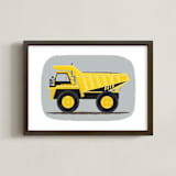 "The Construction Dump truck" - Art Print in Finch Yellow by Rebecca Marchese - Framed