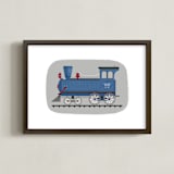 "Vintage Train Engine" - Art Print in blue valley by Rebecca Marchese - Framed