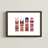 "Totemly Animals" - Art Print in Cute Pink by Rebecca Humphreys - Framed