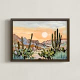 "Glowing Desert Moon" - Art Print in orange by Shina Choi - Framed