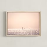 "Outer Banks Wind Surfers" - Art Print in blush pink by Ann Hudec - Framed