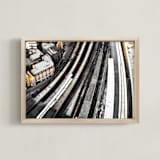 "Stroke of infrastructure" - Art Print in rustic brown by Van Tsao - Framed