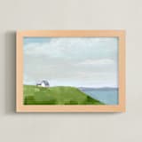 "House on the Hill" - Art Print in Ocean Blue by Jen Tips - Framed