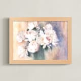 "white peonies" - Art Print in light peach by XL - Framed