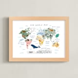 "Our World Map" - Art Print in Pastel Green by Elly - Framed