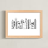 "Linear Cityscape" - Art Print in Black by Daniela - Framed