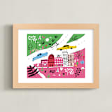 "City State of Mind" - Art Print in Flamingo Pink by Jordan Sondler - Framed